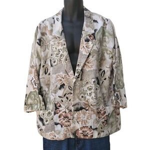 Vintage Joanna Blazer Women Sz L Floral Pockets Made In USA‎ Boho 90s